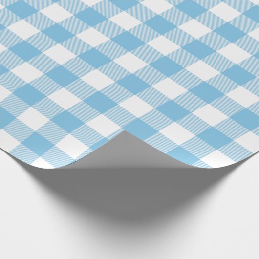 Light Blue en White Check Plays |Groot patroon| Cadeaupapier (Hoek)