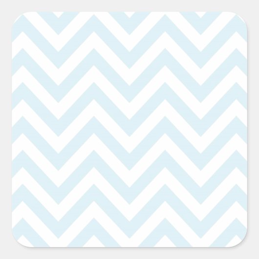 Light Blue en White Chevron Stripe Pattern Vierkante Sticker (Voorkant)