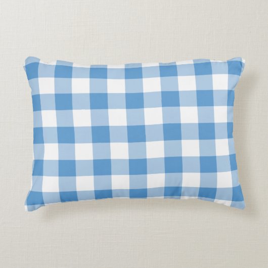 Light Blue en White Gingham Pattern Accent Kussen (Voorkant)