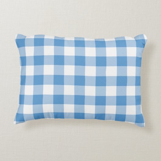 Light Blue en White Gingham Pattern Accent Kussen (Achterkant)