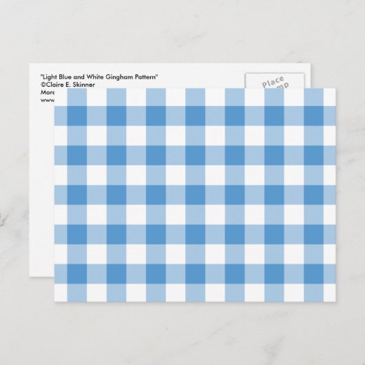 Light Blue en White Gingham Pattern Briefkaart (Voorkant / Achterkant)