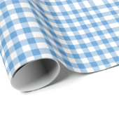 Light Blue en White Gingham Pattern Cadeaupapier (Rol Hoek)