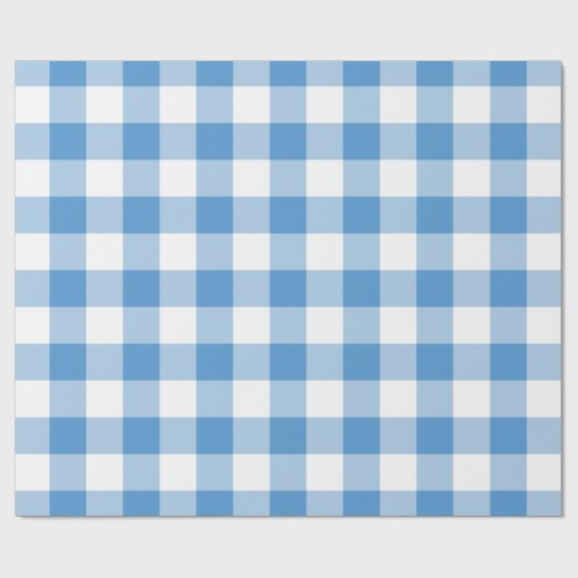 Light Blue en White Gingham Pattern Cadeaupapier (Vlak)