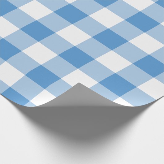 Light Blue en White Gingham Pattern Cadeaupapier (Hoek)