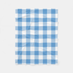Light Blue en White Gingham Pattern Fleece Deken