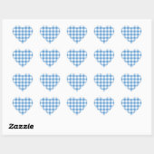Light Blue en White Gingham Pattern Hart Sticker (Vel)