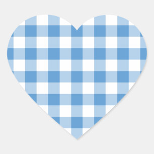 Light Blue en White Gingham Pattern Hart Sticker