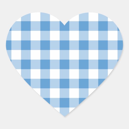 Light Blue en White Gingham Pattern Hart Sticker (Voorkant)