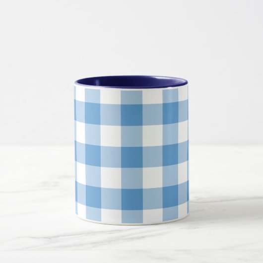 Light Blue en White Gingham Pattern Mok (Midden)