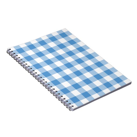 Light Blue en White Gingham Pattern Notitieboek (Rechterzijde)