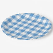 Light Blue en White Gingham Pattern Papieren Bordje (Gekanteld)