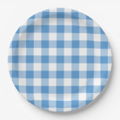 Light Blue en White Gingham Pattern Papieren Bordje (Voorkant)