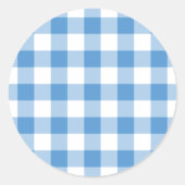Light Blue en White Gingham Pattern Ronde Sticker (Voorkant)