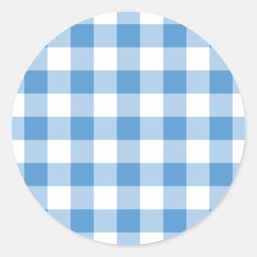 Light Blue en White Gingham Pattern Ronde Sticker (Voorkant)