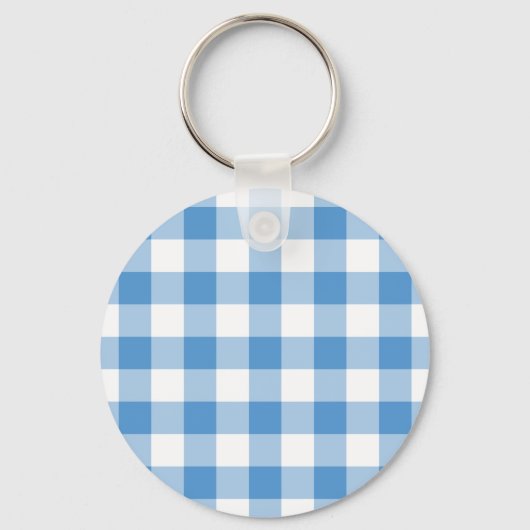 Light Blue en White Gingham Pattern Sleutelhanger (Voorkant)