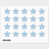 Light Blue en White Gingham Pattern Ster Sticker (Vel)