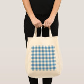 Light Blue en White Gingham Pattern Tote Bag (Voorkant (product))