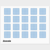Light Blue en White Gingham Pattern Vierkante Sticker (Vel)