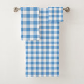 Light Blue en White Gingham Pset Towel Set Bad Handdoek (Insitu)