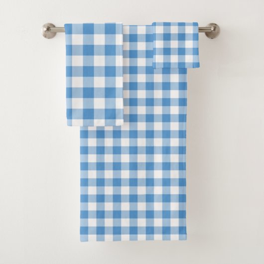 Light Blue en White Gingham Pset Towel Set Bad Handdoek (Insitu)