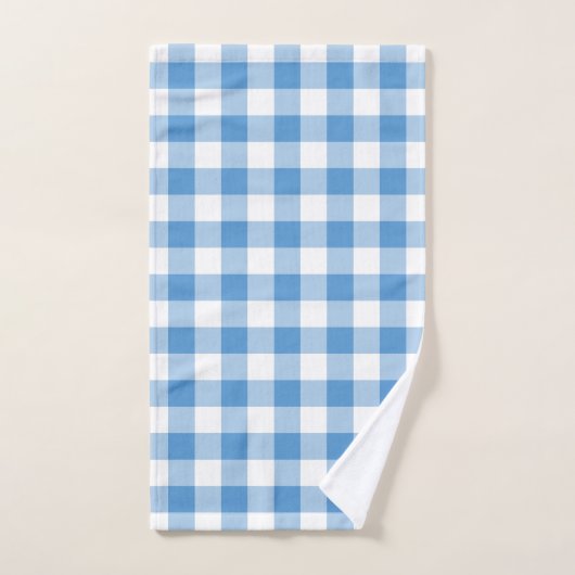 Light Blue en White Gingham Pset Towel Set Bad Handdoek (Handdoek)