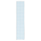 Light Blue en White Gingham Table Runner Korte Tafelloper (Voorkant)