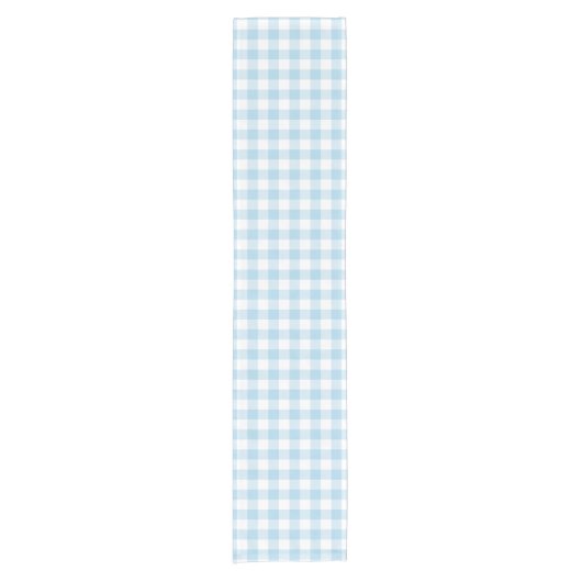 Light Blue en White Gingham Table Runner Korte Tafelloper (Voorkant)
