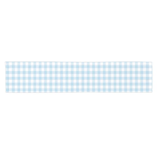 Light Blue en White Gingham Table Runner Korte Tafelloper (Horizontaal)