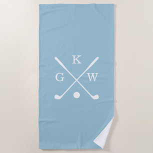 Light Blue en White Golf Clubs Monogram Golf Strandlaken