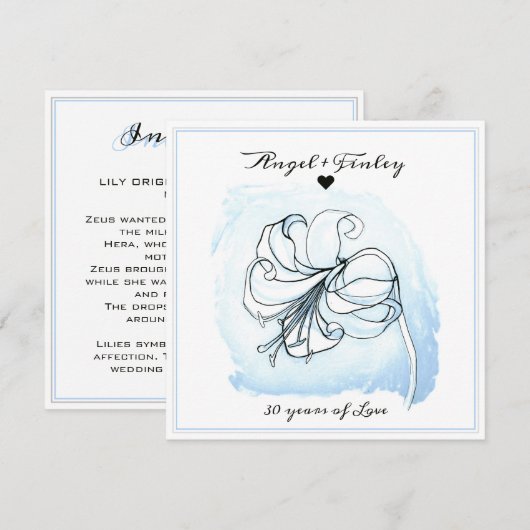 Light Blue en White Lily 30th Wedding Jubileum (Voorkant / Achterkant)