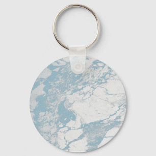 Light Blue en White Marble Pattern Sleutelhanger
