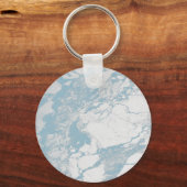 Light Blue en White Marble Pattern Sleutelhanger (Voorkant)