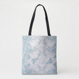 Light Blue en White Marble Pattern Tote Bag