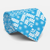 Light Blue en White Winter Fair Isle Stropdas (Opgerold)