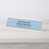 Light Blue Fabric Texture Bureau Naambordje (Voorkant)