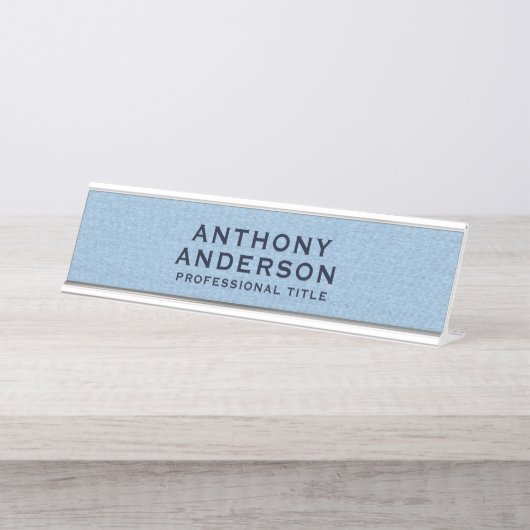 Light Blue Fabric Texture Bureau Naambordje (Voorkant)