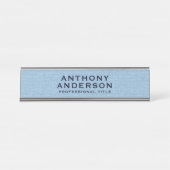 Light Blue Fabric Texture Bureau Naambordje (Voorkant)