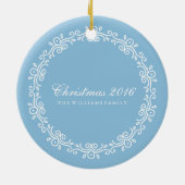 Light Blue Fancy Swirls Photo Lijst Keramisch Ornament (Achterkant)