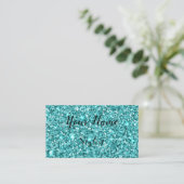 Light Blue Faux Glitter Visitekaartje (Staand voorkant)