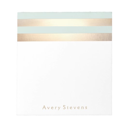 Light Blue Faux Gold Foil Stripes Notitieblok (Voorkant)