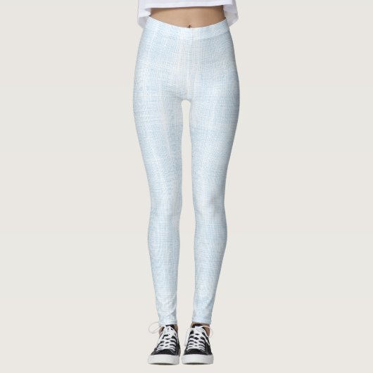 Light Blue Faux Linen Leggings (Voorkant)