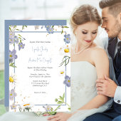 Light Blue, Fijne Floral Wedding Uitnodiging