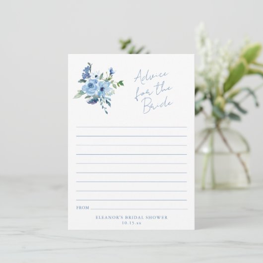 Light Blue Floral Advice for the Bride Card (Staand voorkant)