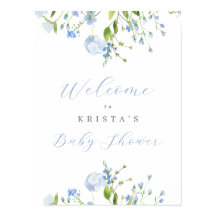 Light Blue Floral Baby shower Welcome