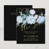 Light Blue Floral Black Modern Wedding Budget (Voorkant / Achterkant)