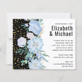Light Blue Floral Black Modern Wedding Budget