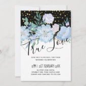 Light Blue Floral Black Modern Wedding Budget (Voorkant)