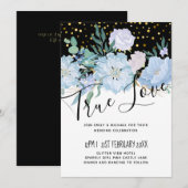Light Blue Floral Black Modern Wedding Budget (Voorkant / Achterkant)