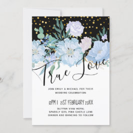Light Blue Floral Black Modern Wedding Budget