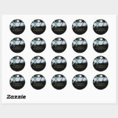 Light Blue Floral Black Modern Wedding Budget Ronde Sticker (Vel)